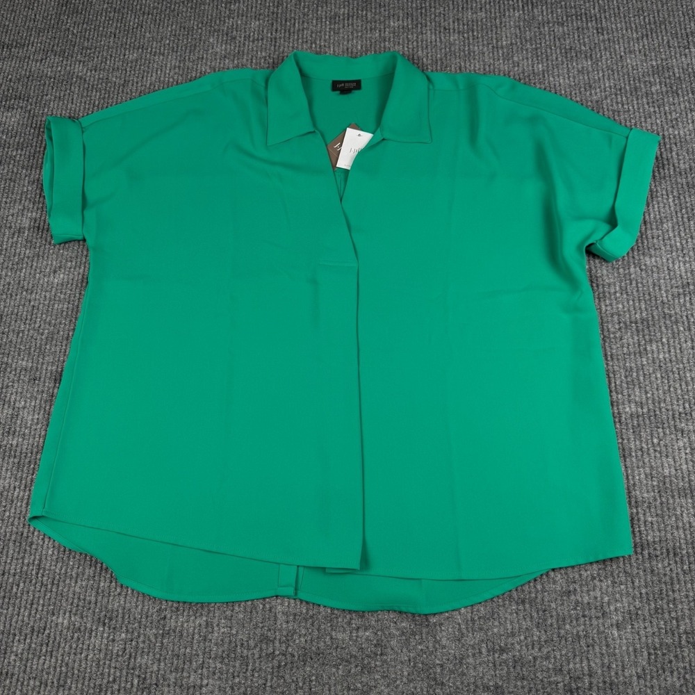 J Jill Wherever Popover Blouse Womens XL Lightweight Career Work Button Back